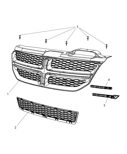 2012 Dodge Journey Grille Diagram for 1VU67TZZAB