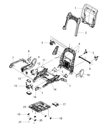 2020 Dodge Durango Shield-Seat ADJUSTER Diagram for 1XN082X9AA