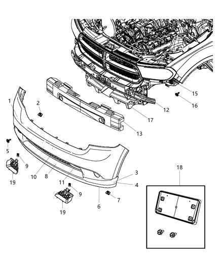 2013 Dodge Durango Bracket-Front Bumper Diagram for 55079224AC