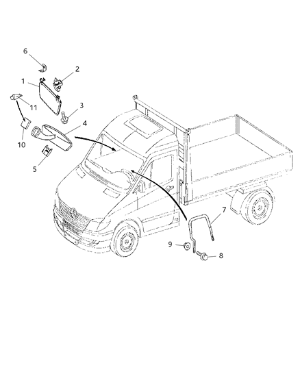 2008 Dodge Sprinter 3500 Sun Visor & Inside Mirror Diagram 1
