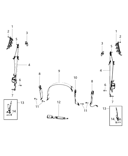 2019 Ram 2500 Front Outer Belt Assembly Diagram for 6NH91TX7AB