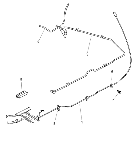 2001 Dodge Ram 2500 Quad & Club Cab Fuel Lines, Rear Diagram