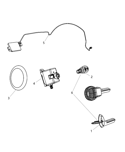 2009 Jeep Commander TRANSMTR-Integrated Key Fob Diagram for 68044057AB