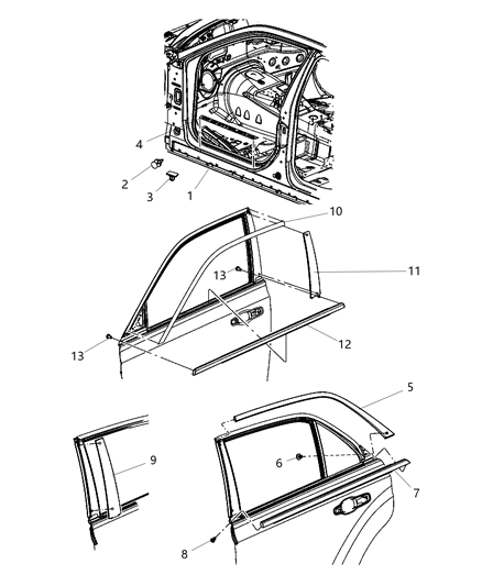 2011 Chrysler 300 Molding-Rear Door Diagram for 57010409AC