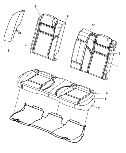 2008 Dodge Magnum Rear Seat - Split Seat Diagram 5