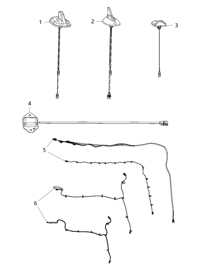 2017 Ram 1500 Antenna-Cable & Base Assembly Diagram for 68276411AA