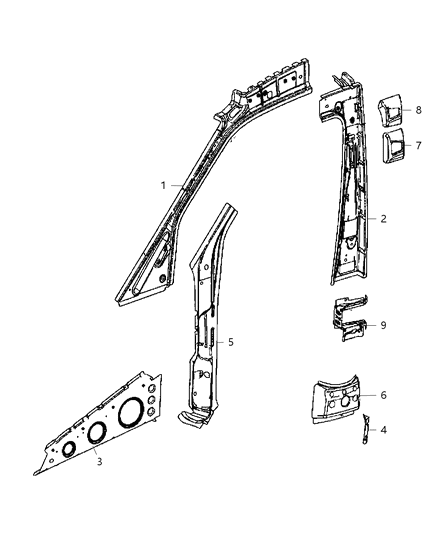 2007 Dodge Sprinter 3500 REINFMNT-COWL Side Diagram for 68008424AA