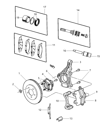 2004 Dodge Caravan CALIPER-Disc Brake Diagram for 5019806AA