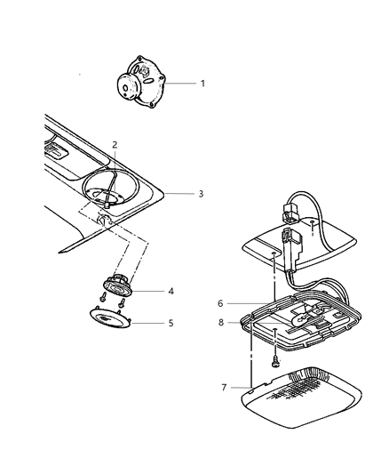 2002 Jeep Wrangler Lens-Dome Lamp Diagram for 56007265