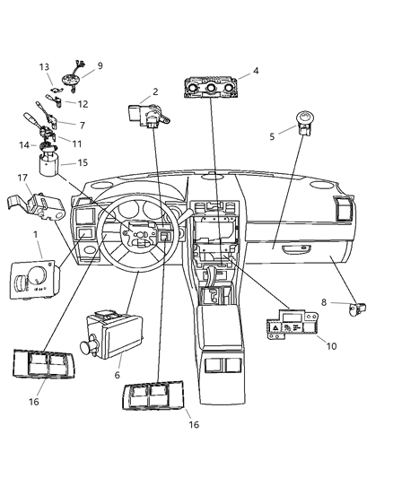 2007 Dodge Magnum Switch-Steering Wheel Diagram for UZ571ZAAD