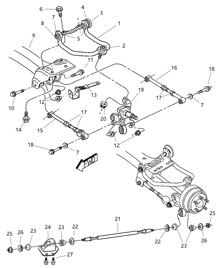 2004 Dodge Stratus Link-Rear Lateral Diagram for 5135566AB