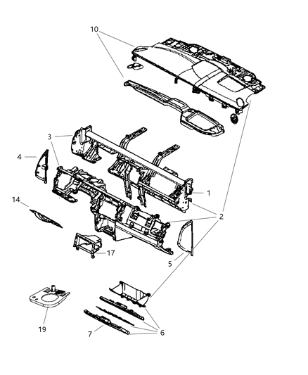 2008 Dodge Durango Instrument Panel & Structure Diagram