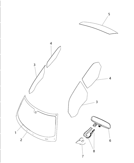 2011 Dodge Charger Windshield-Shipping Assembly - 30 Lite Diagram for 68102840AA