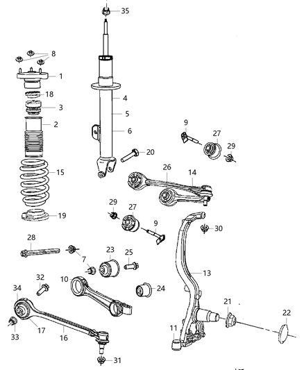 2010 Dodge Challenger Suspension - Front Diagram