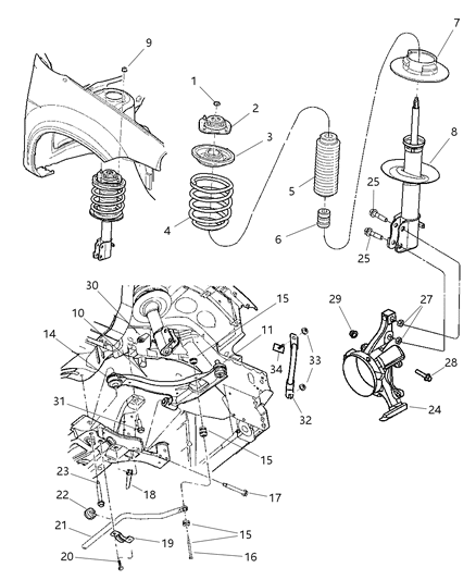 2004 Dodge Neon STRUT-Front Suspension Diagram for 4656694AC