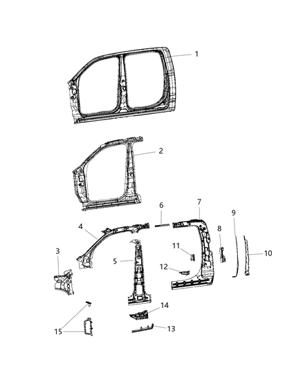 2021 Ram 1500 Extension-Body Side Aperture Diagram for 68309241AA