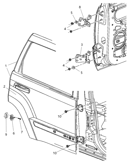 2008 Jeep Commander Door-Rear Diagram for 55396496AD