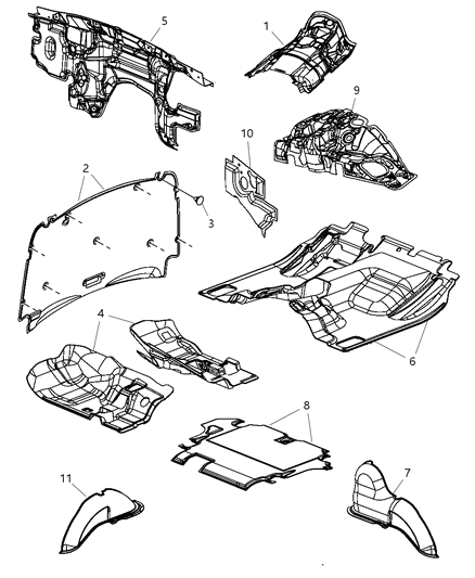 2010 Dodge Nitro INSULATIO-Hood Diagram for 55197309AB