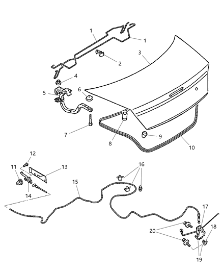 2001 Chrysler Sebring Coupe Deck Lid Diagram