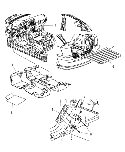 2008 Dodge Caliber Cover-Rear Cargo Floor Diagram for YE93XDVAD