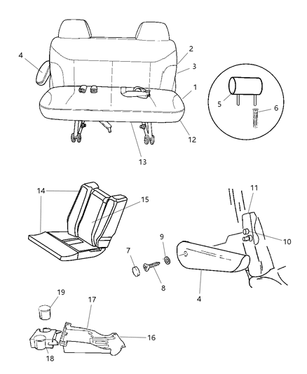 2006 Dodge Caravan Seat-Rear Diagram for 1BR021J3AB