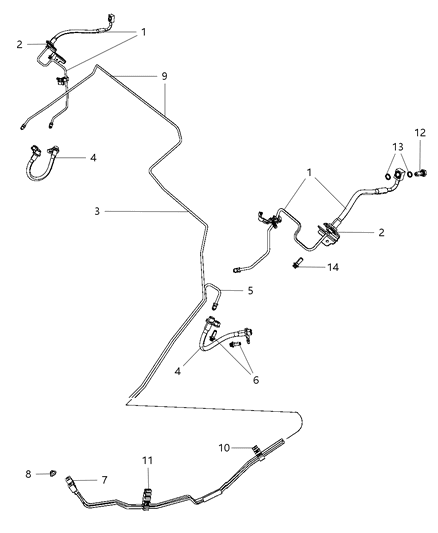 2011 Dodge Journey Brakes Tubes And Hoses, Rear Diagram