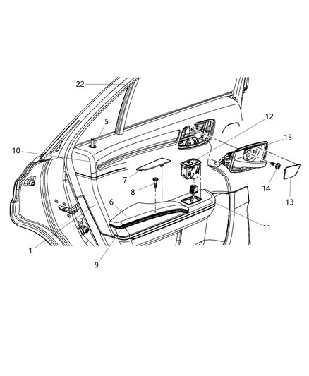 2013 Chrysler 300 Panel-Rear Door Trim Diagram for 1TJ041X9AH