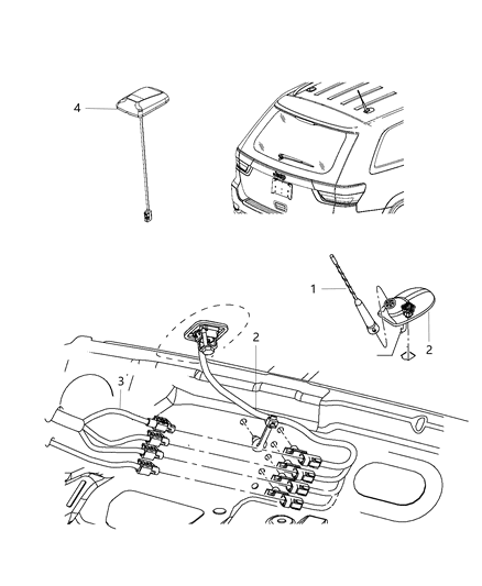 2011 Jeep Grand Cherokee Antenna-Base Cable And Bracket Diagram for 5064771AB