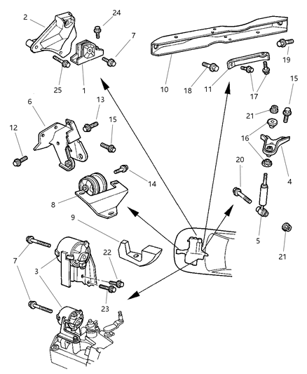 1997 Dodge Neon Bracket-Engine MOUNT/RIGHT Diagram for 4668170