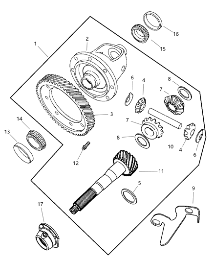 2007 Chrysler PT Cruiser Gear-Differential Ring Diagram for 4659175AB