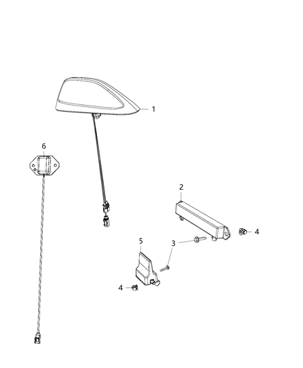 2020 Ram 1500 Antenna-Cable & Base Assembly Diagram for 68366538AA