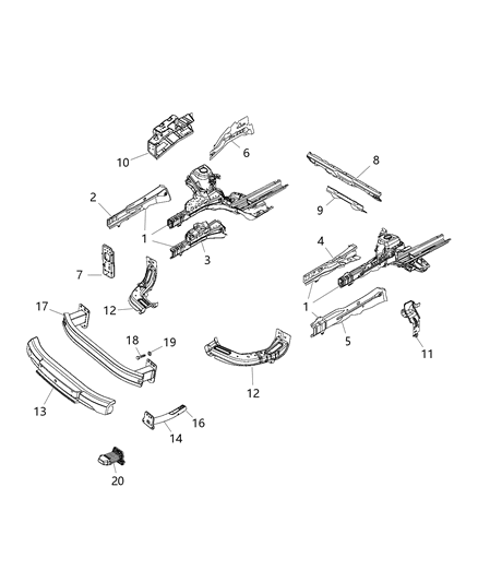 2015 Ram ProMaster City CROSSMEMBER-Front Frame Diagram for 68123469AA