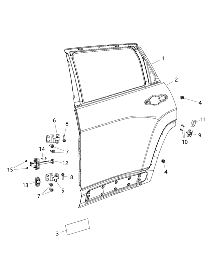 2014 Jeep Cherokee Door Upper Hinge Diagram for 68140735AB