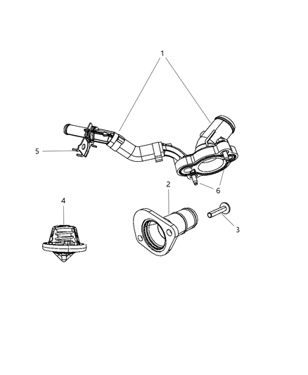 2010 Dodge Grand Caravan Thermostat & Related Parts Diagram 2