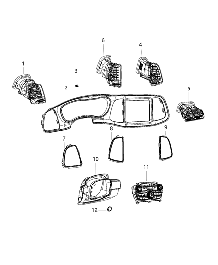 2020 Dodge Challenger Outlet-Air Conditioning & Heater Diagram for 6VB701X7AA