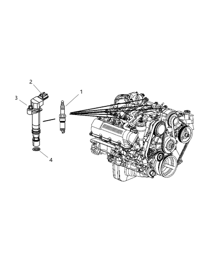 2008 Jeep Liberty Spark Plugs & Ignition Coil Diagram