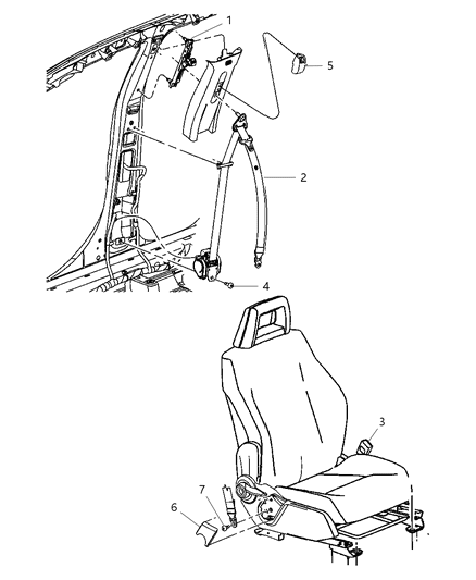 2008 Jeep Compass Front Outer Seat Belt Diagram for 1BS041K7AB