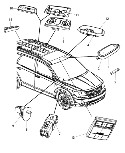 2010 Dodge Journey Lamp-Dome Diagram for 5JG58DW1AD