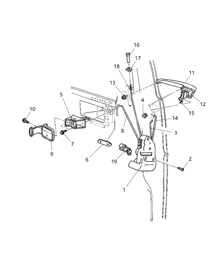 2000 Dodge Ram Van Door, Dual Cargo Right Lock & Controls Diagram
