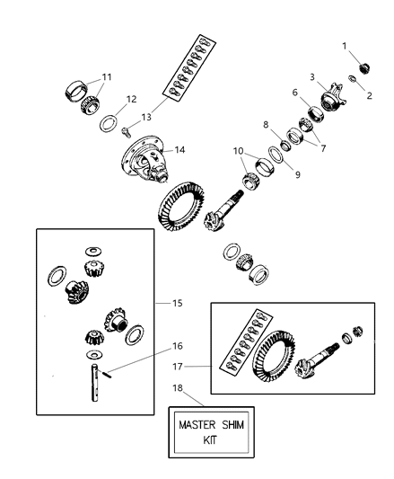 2002 Jeep Grand Cherokee SHIM Kit-Differential Diagram for 5013885AA