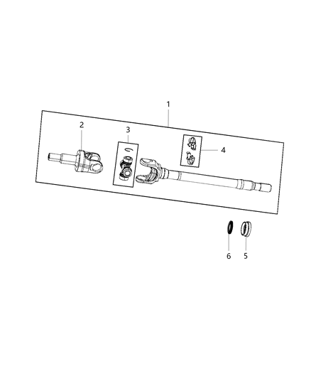 2019 Jeep Wrangler Axle Shaft Front Passenger Right Side Diagram for 68400738AA