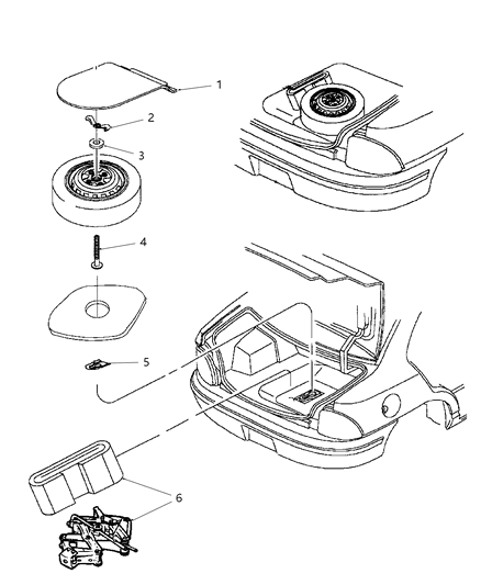 2003 Dodge Neon Jack & Spare Tire Stowage Diagram