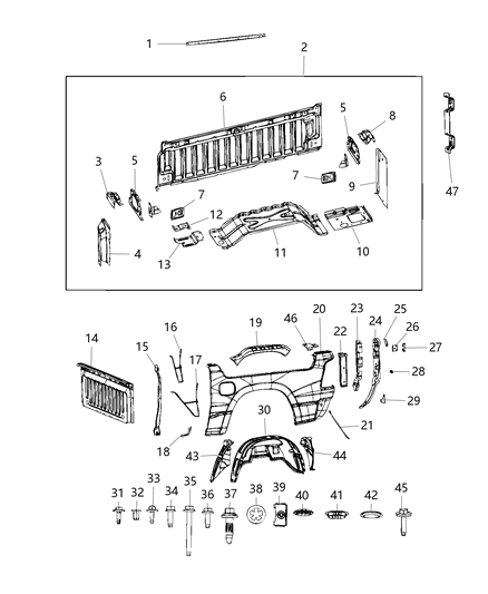 2021 Ram 1500 Shield-WHEELHOUSE Diagram for 68275911AB