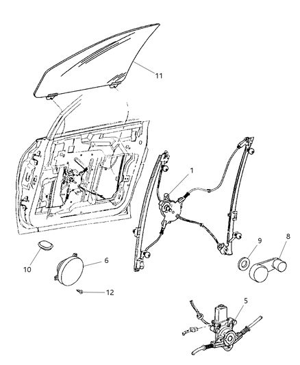 2000 Chrysler Voyager Door, Front Diagram 1