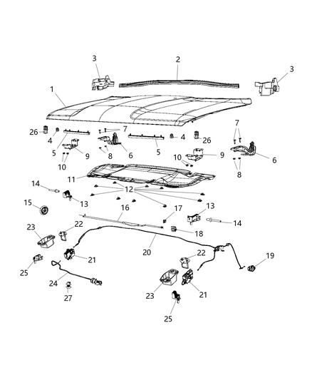 2015 Jeep Renegade Cable-Hood Release Diagram for 68440141AA