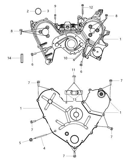 2008 Dodge Grand Caravan Cover-Timing Case Diagram for 4892136AB