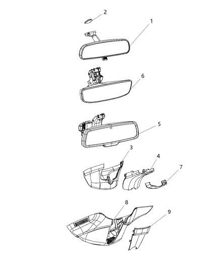 2019 Ram 3500 Inside Rear View Mirror Diagram for 68292918AA