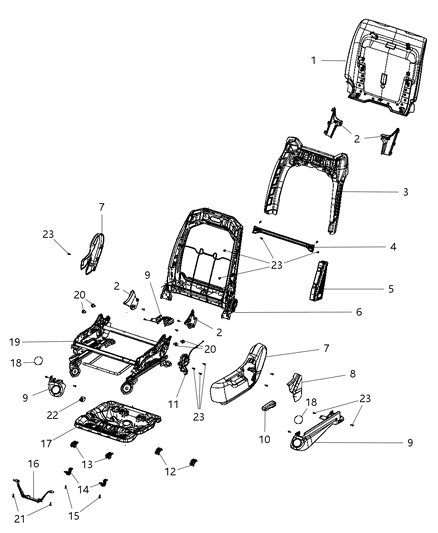 2011 Dodge Durango Adjusters, Recliners & Shields - Driver Seat - Manual Diagram