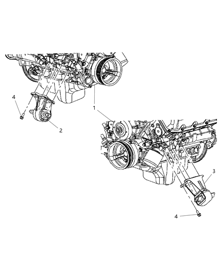 2006 Dodge Durango Mounts, Front Diagram 1