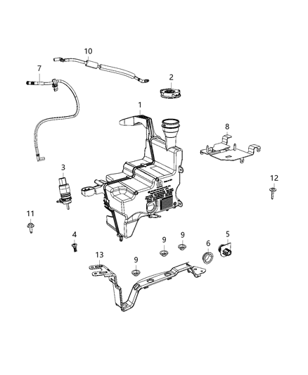 2021 Jeep Wrangler Windshield Washer Diagram for 68453672AA